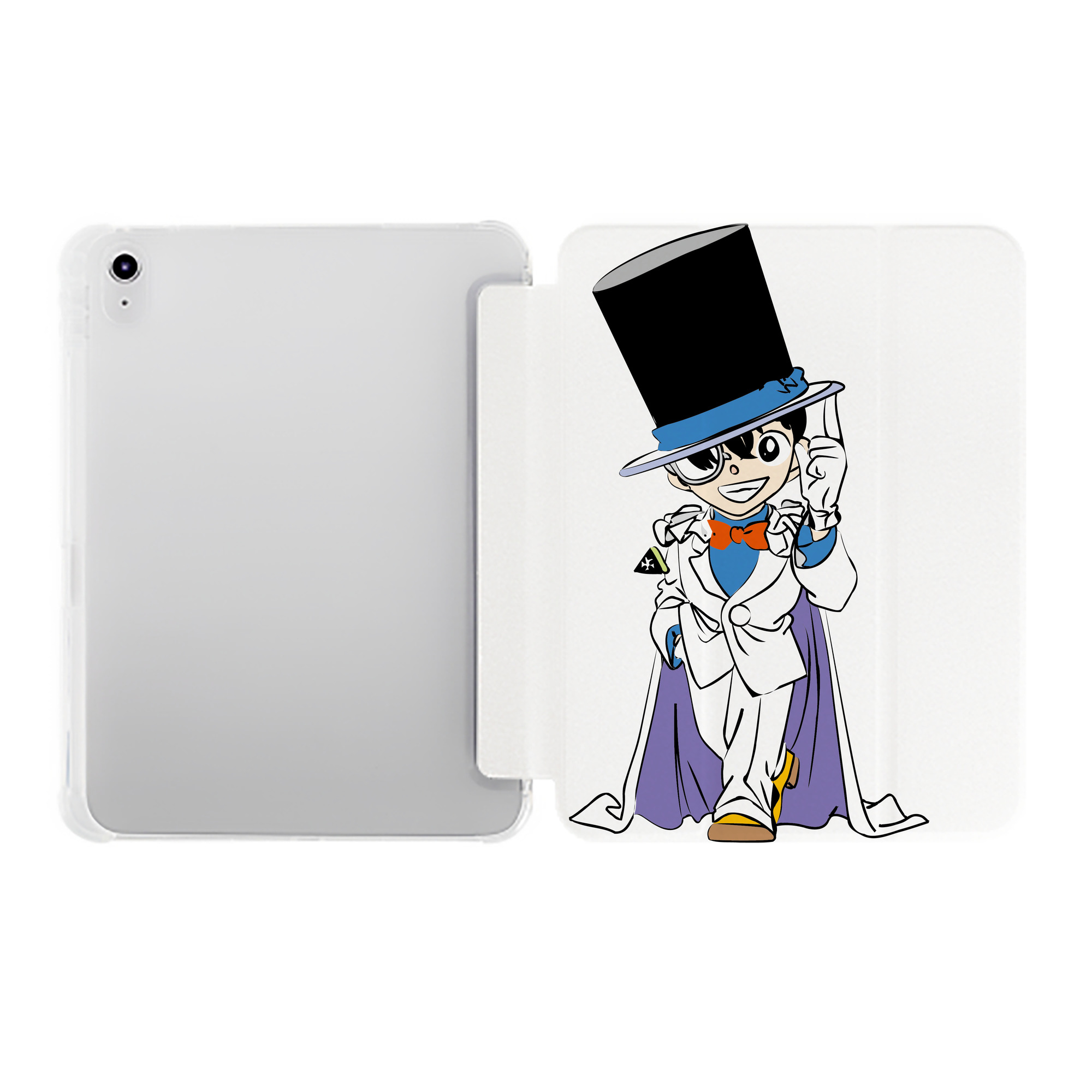 （画像用） 名探偵コナン 江戸川 コナン Detective Conan Conan Edogawa IPad ケース ペン収納付き 三つ折りスタンド PUレザー×シリコン 対応機種9.5/10.5/10.9インチ
